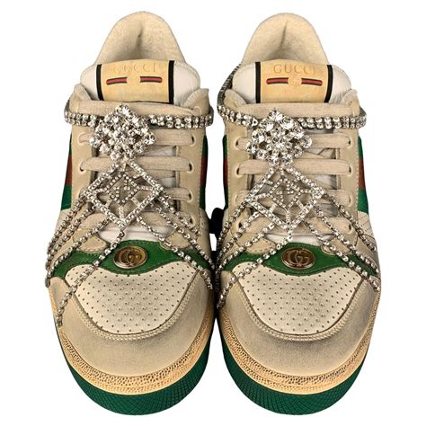 gucci screener crystal sneakers|gucci platform sneakers with crystals.